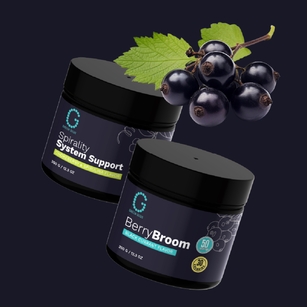 black jars and dark purple labels for a supplement brand. dark purple background and black currant fruits