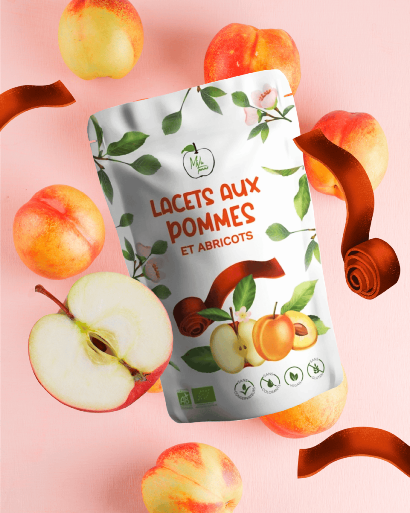 Apple and peach Packaging design for Millupomme brand